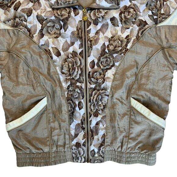 Vtg Womens 90s Workout Set Windbreaker Jacket & Pants Sz M Beige Golden Girl SEE - Picture 16 of 16